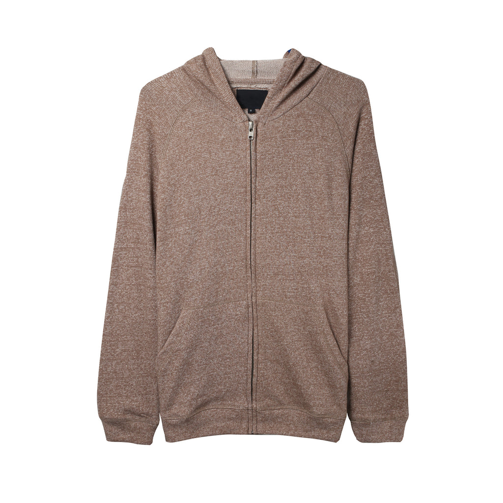 FRENCH TERRY ZIPPER HOODIE - KHAKI