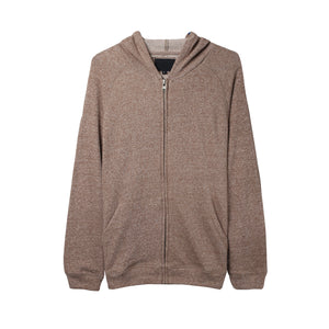 FRENCH TERRY ZIPPER HOODIE - KHAKI