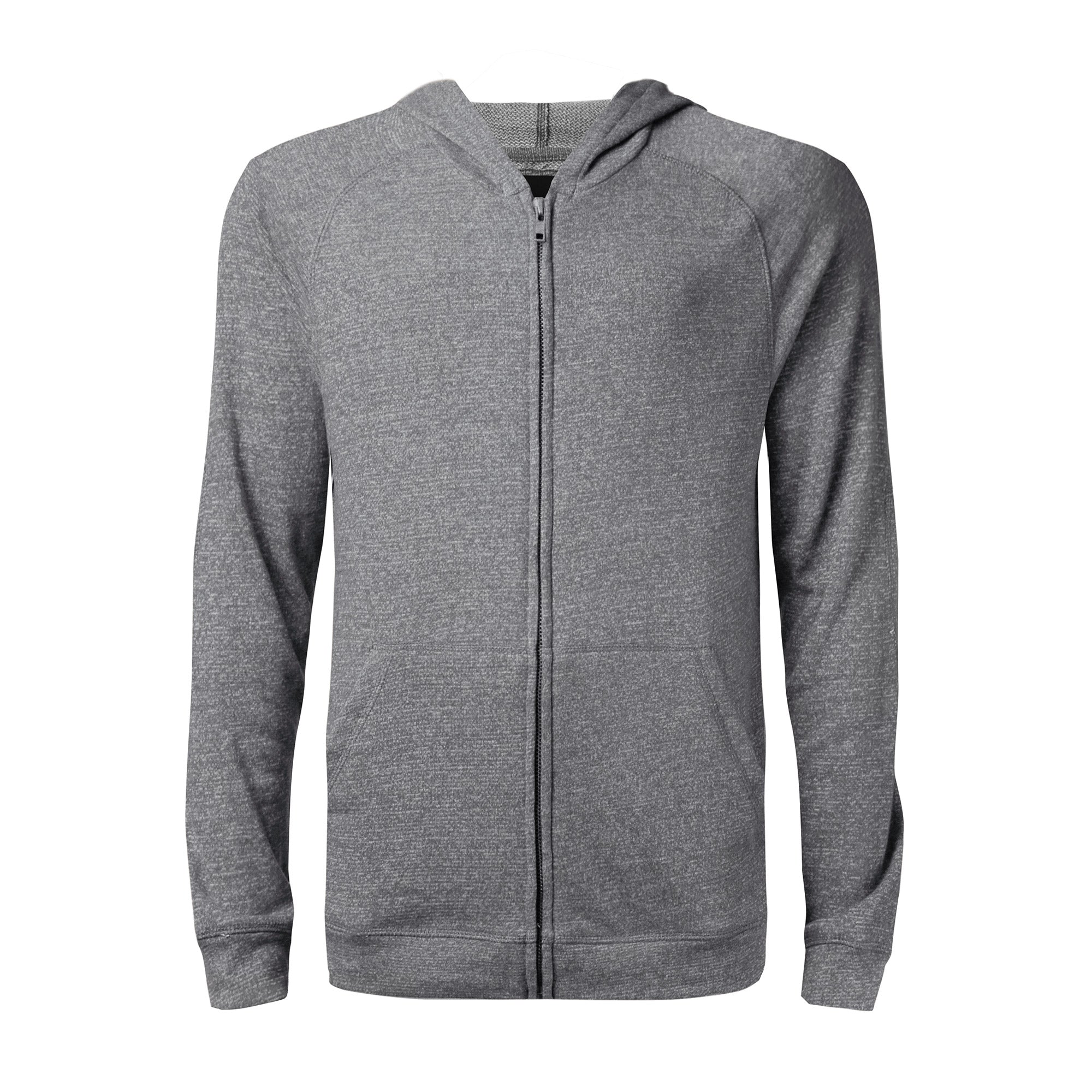 FRENCH TERRY ZIPPER HOODIE - GRAY