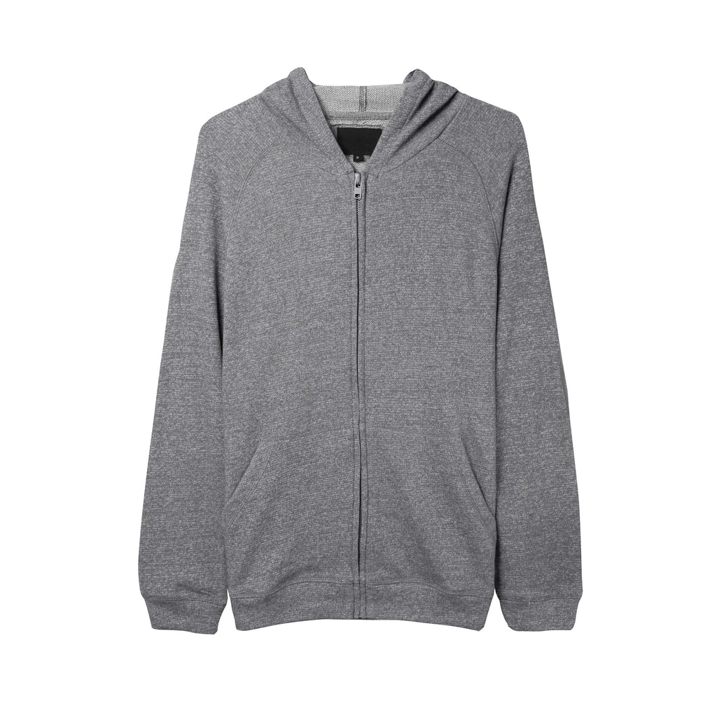 FRENCH TERRY ZIPPER HOODIE - GRAY
