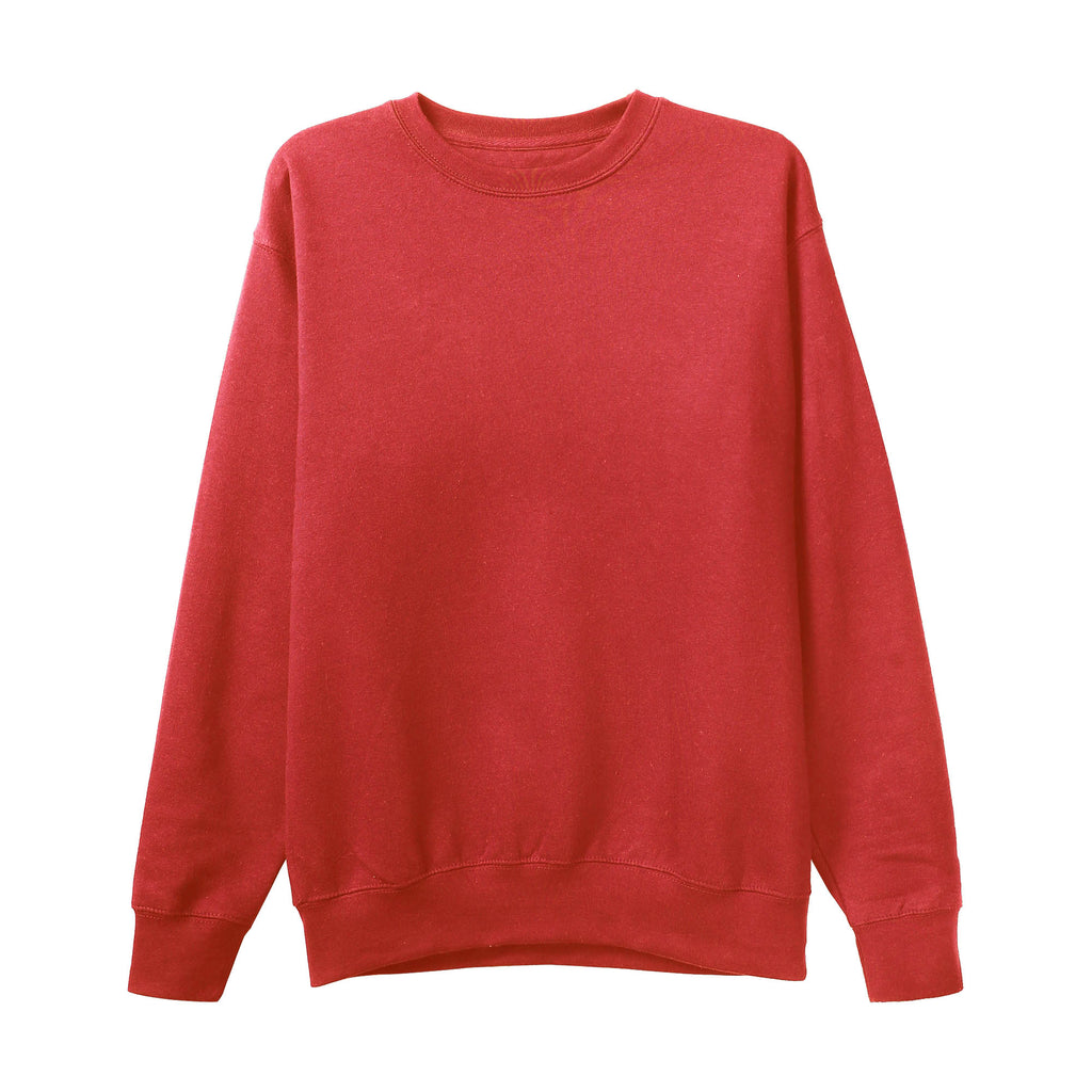MENS BASIC FLEECE CREWNECK SWEATSHIRT - Red