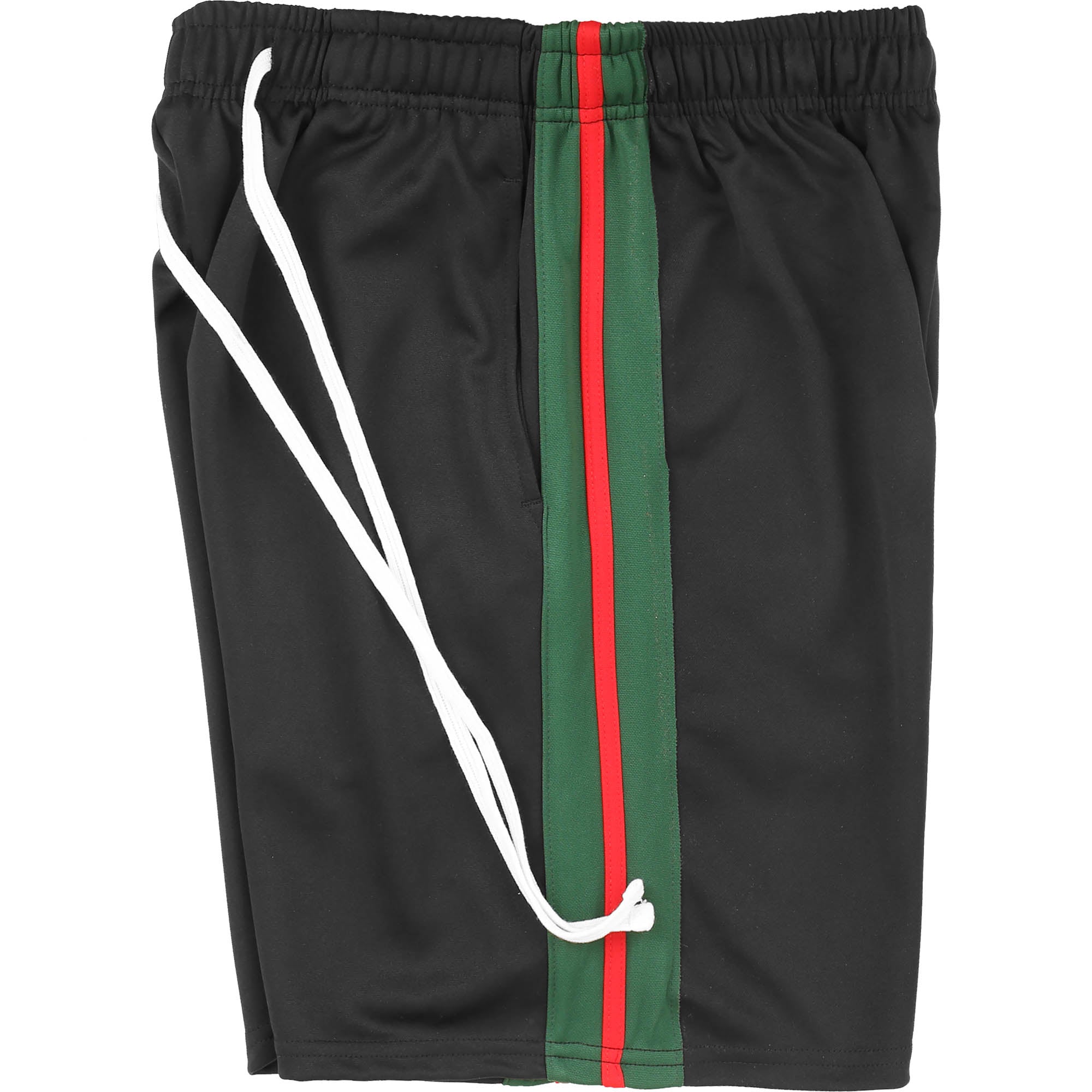 MENS STRIPE TRACK SHORTS - BLK_HGRN_RED