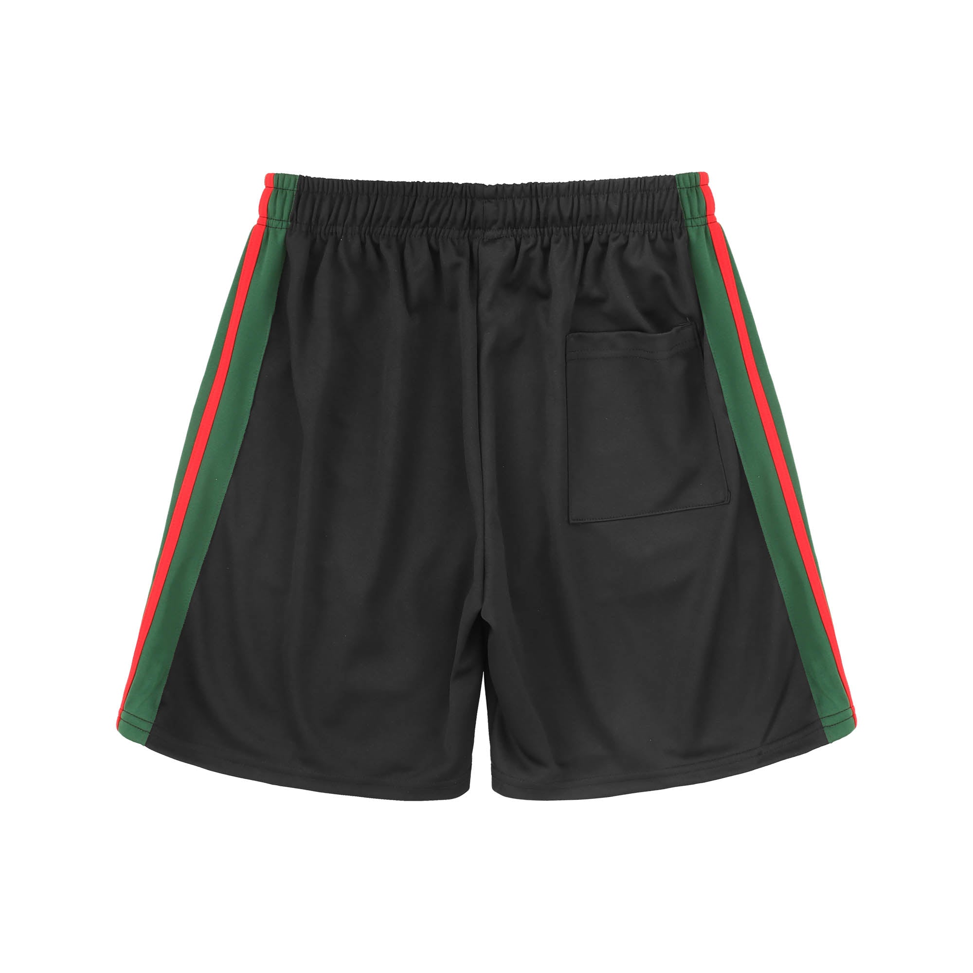 MENS STRIPE TRACK SHORTS - BLK_HGRN_RED