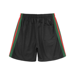 MENS STRIPE TRACK SHORTS - BLK_HGRN_RED