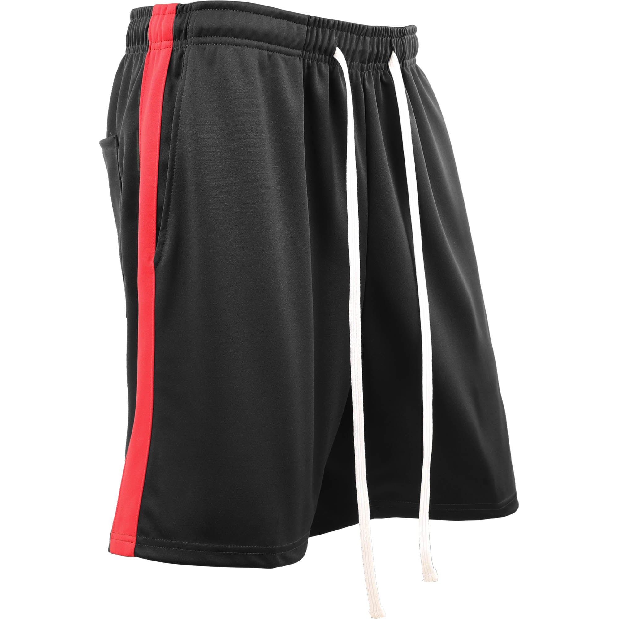 MENS STRIPE TRACK SHORTS - BLACK_RED