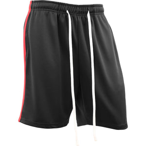 MENS STRIPE TRACK SHORTS - BLACK_RED