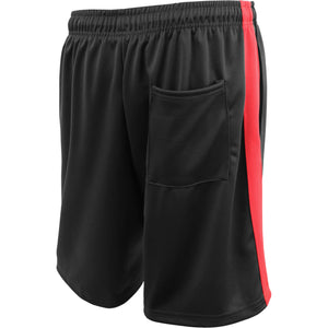 MENS STRIPE TRACK SHORTS - BLACK_RED