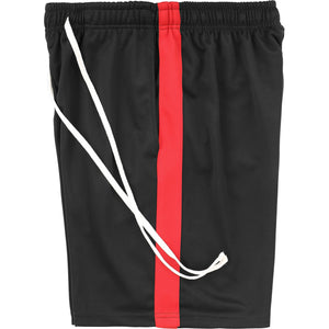 MENS STRIPE TRACK SHORTS - BLACK_RED