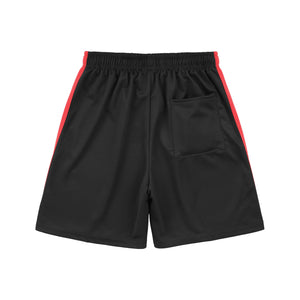 MENS STRIPE TRACK SHORTS - BLACK_RED