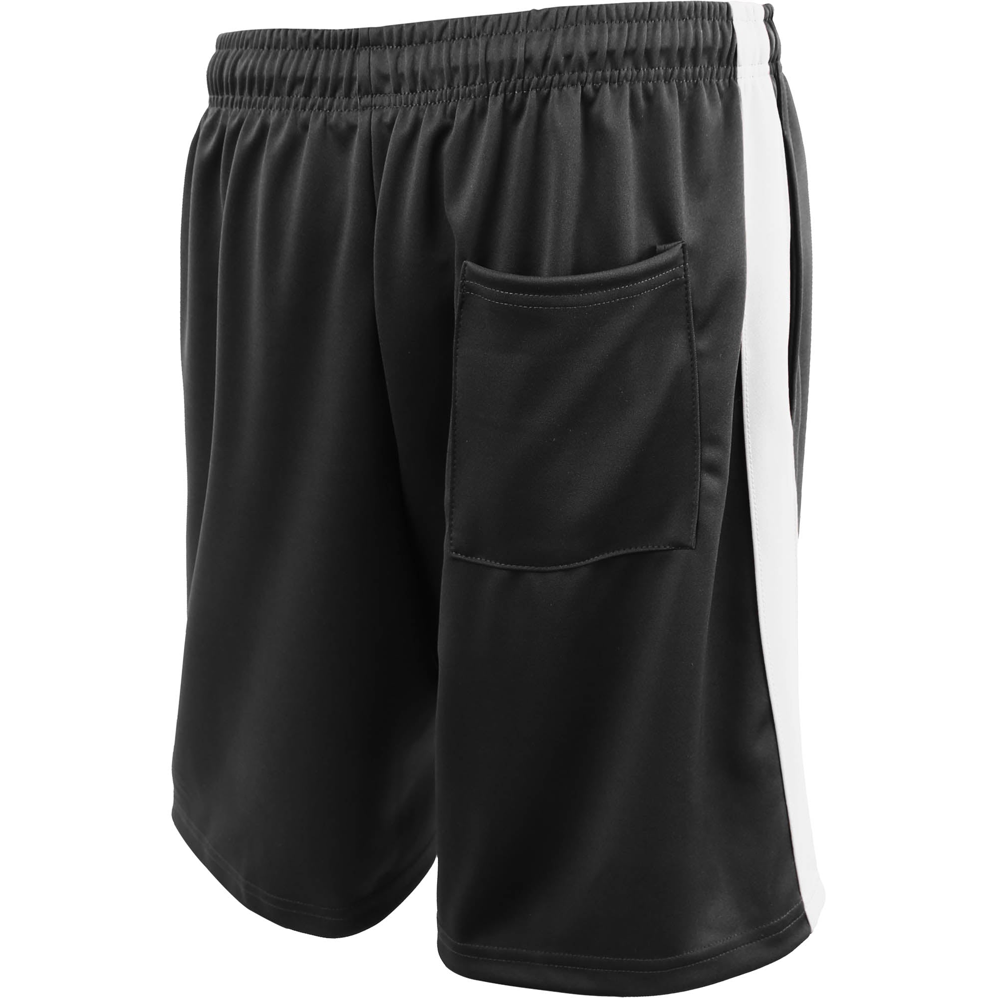 MENS STRIPE TRACK SHORTS - BLACK_WHITE