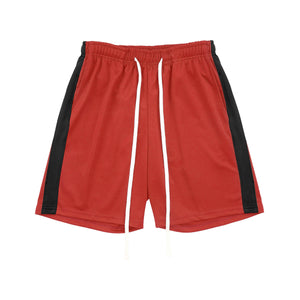 MENS STRIPE TRACK SHORTS - RED_BLACK