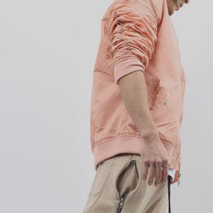 Mens Ruched Bomber Jacket