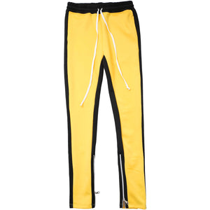 MENS SKINNY STRIPED CONTRAST PANTS - YELLOW/BLACK