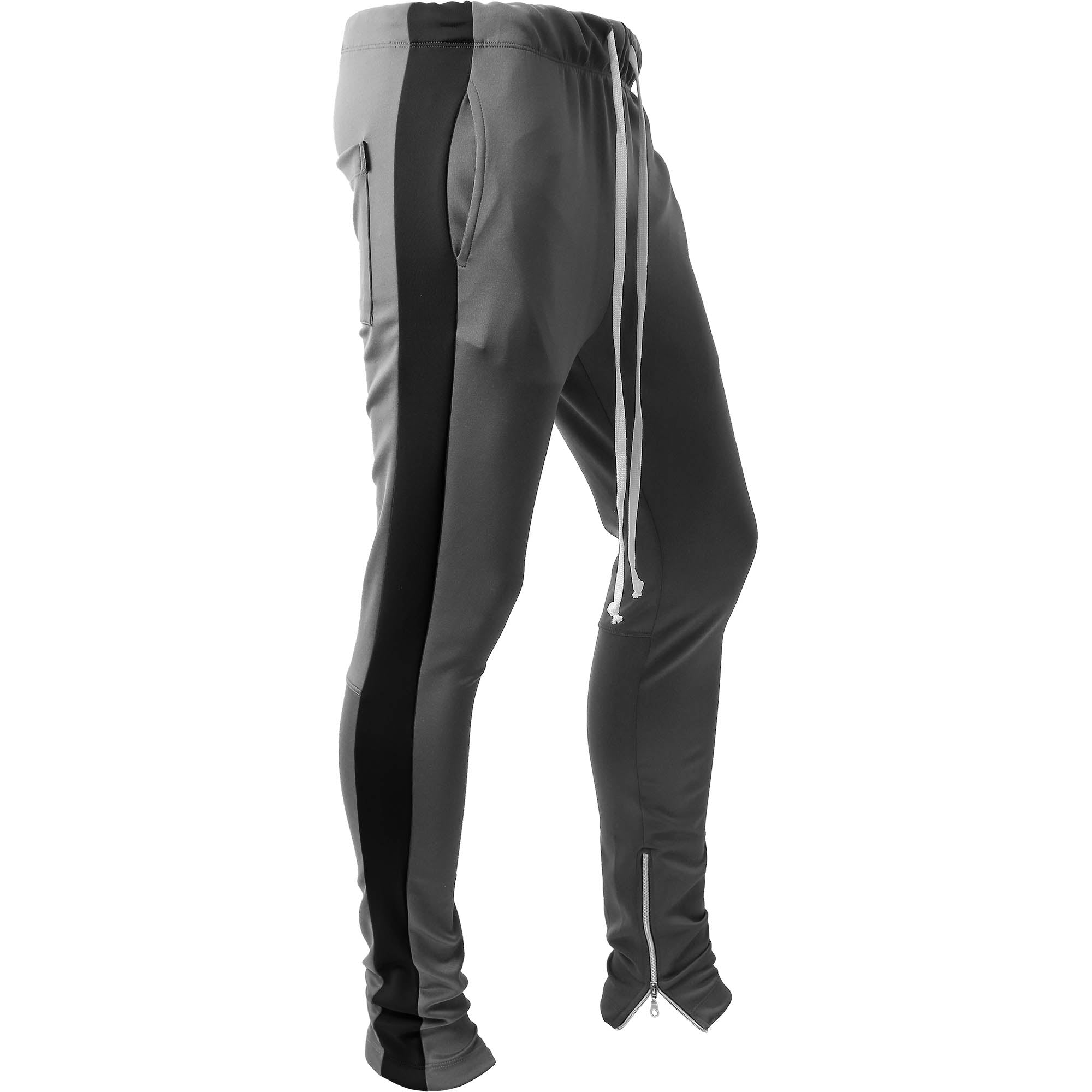 MENS SKINNY STRIPED CONTRAST PANTS - CHARCOAL/BLACK