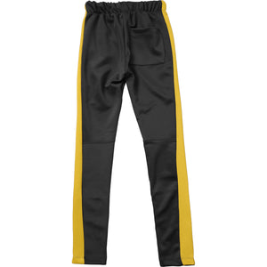 MENS SKINNY STRIPED CONTRAST PANTS - BLACK/NEON-YELLOW