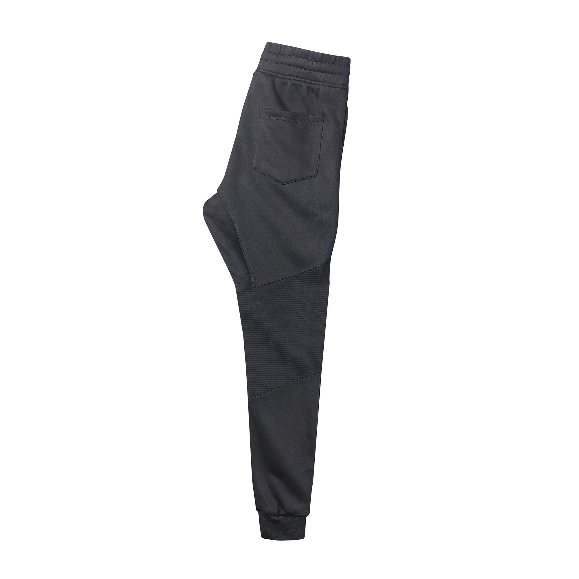 Mens Stretch Poly Moto Biker Pants with Zipper Accents - Black