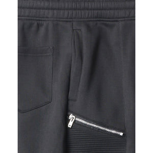 Mens Stretch Poly Moto Biker Pants with Zipper Accents - Black