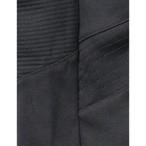 Mens Stretch Poly Moto Biker Pants with Zipper Accents - Black