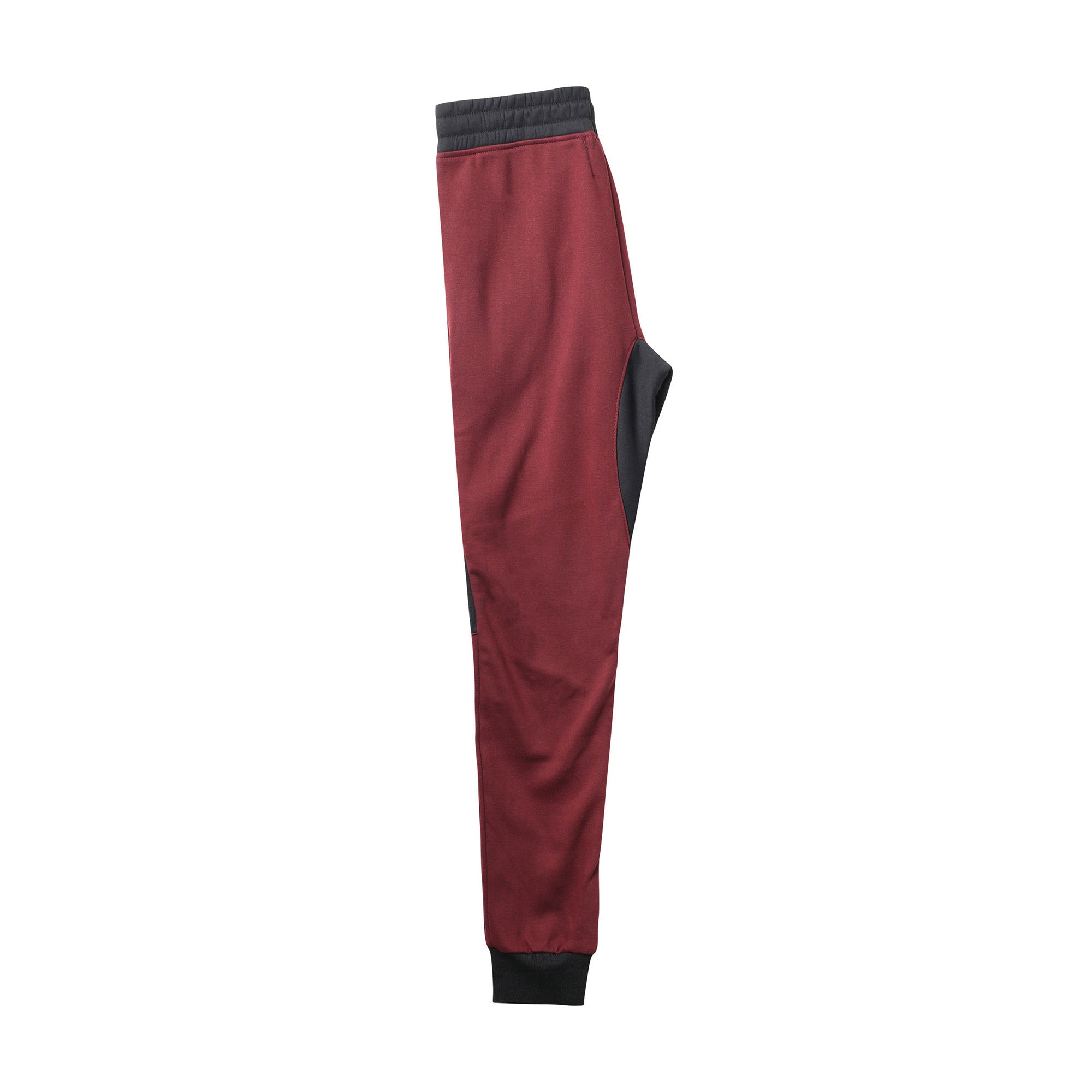 Mens Fleece Moto Biker Pants with Vertical Zipper Accents - Burgundy