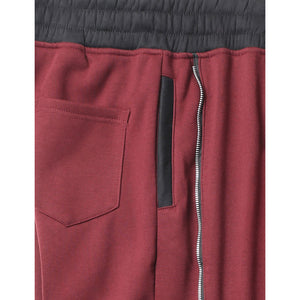 Mens Fleece Moto Biker Pants with Vertical Zipper Accents - Burgundy