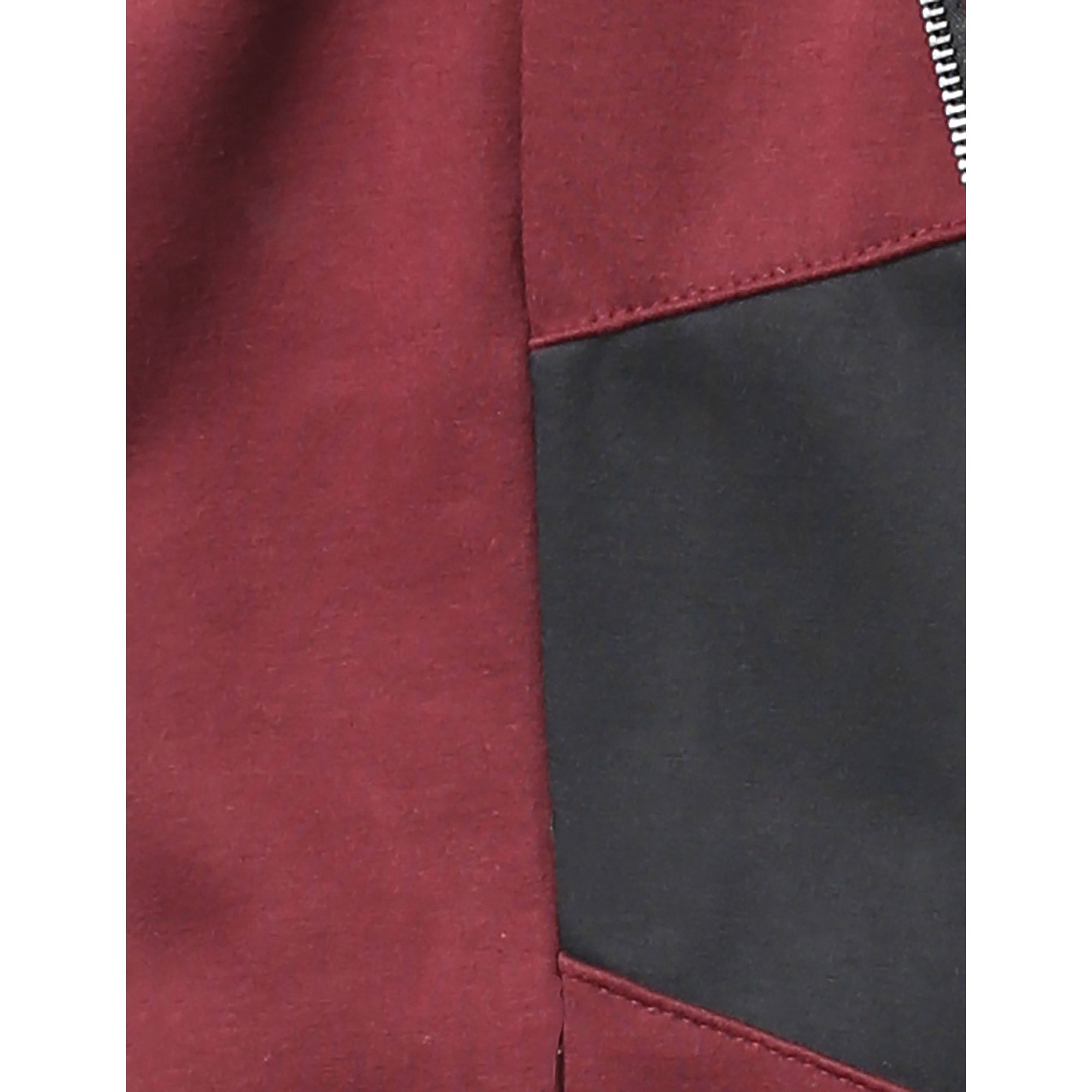 Mens Fleece Moto Biker Pants with Vertical Zipper Accents - Burgundy